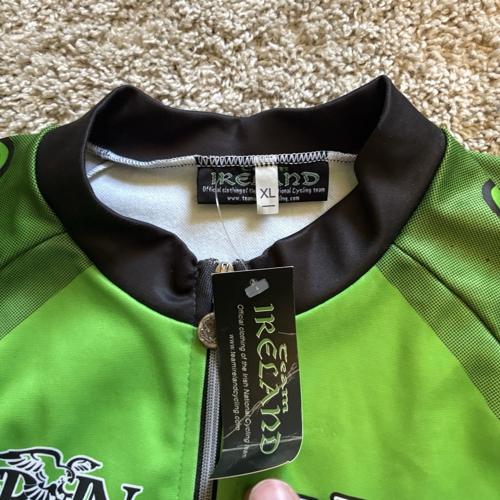 Official Ireland Cycling Jacket Men's Wind Tex Thermal Full Zip Green Black - Picture 4 of 8